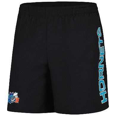 Men's Mitchell & Ness Black Charlotte Hornets Hardwood Classics 1989-2002 Throwback Logo Heritage Shorts