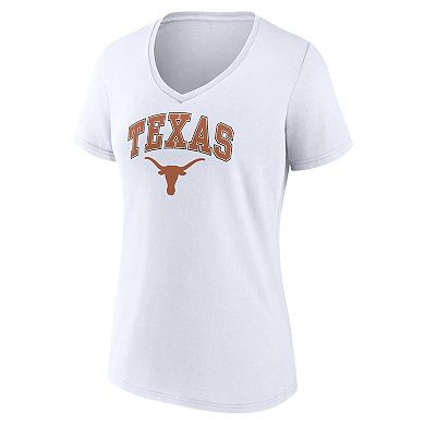 Women's Fanatics Branded White Texas Longhorns Evergreen Campus V-Neck T-Shirt
