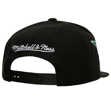 Men's Mitchell & Ness Black Boston Celtics Hardwood Classics Soul Double Trouble Lightning Snapback Hat