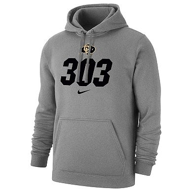 Men's Nike Heather Gray Colorado Buffaloes 303 Club Pullover Hoodie