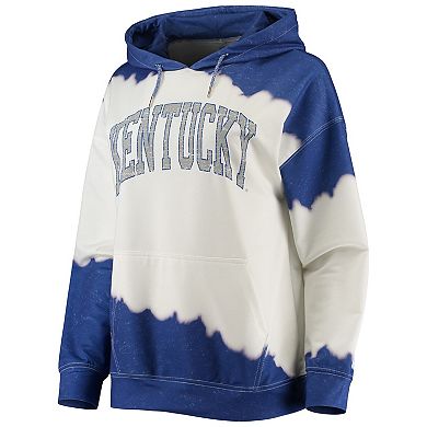 Women's Gameday Couture White/Royal Kentucky Wildcats For the Fun Double Dip-Dyed Pullover Hoodie