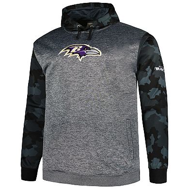 Men's Fanatics Branded Heather Charcoal Baltimore Ravens Big & Tall Camo Pullover Hoodie