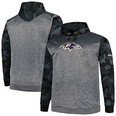 Men's Fanatics Branded Heather Charcoal Baltimore Ravens Big & Tall Camo Pullover Hoodie