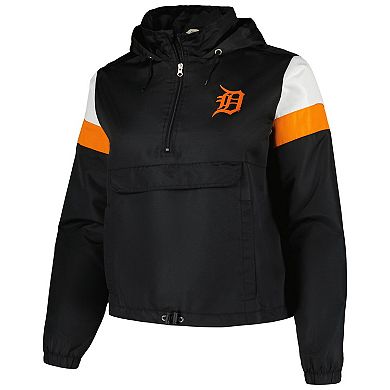 Women's Profile Black Detroit Tigers Plus Size Anorak Quarter-Zip Jacket