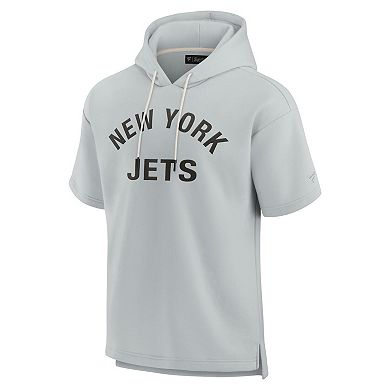 Unisex Fanatics Signature Gray New York Jets Super Soft Fleece Short Sleeve Hoodie