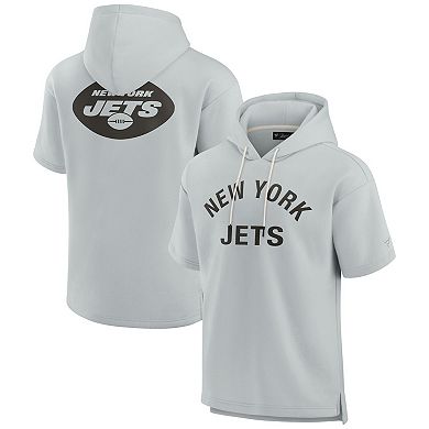 Unisex Fanatics Signature Gray New York Jets Super Soft Fleece Short Sleeve Hoodie