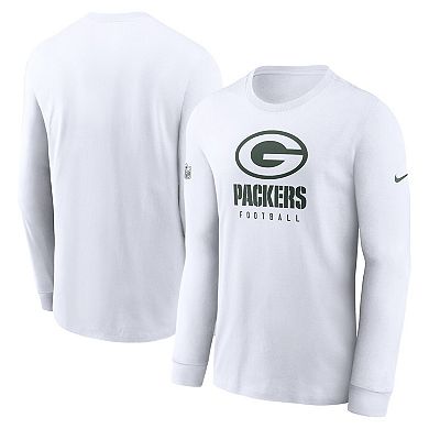 Men's Nike White Green Bay Packers Sideline Performance Long Sleeve T-Shirt