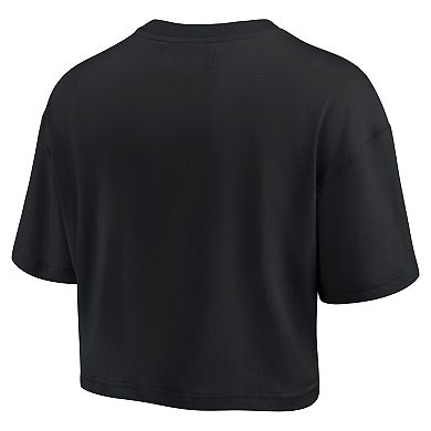 Women's Fanatics Signature Black Pittsburgh Steelers Super Soft Short Sleeve Cropped T-Shirt