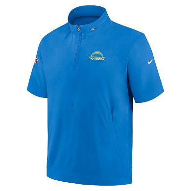 Men's Nike  Powder Blue Los Angeles Chargers Sideline Coach Short Sleeve Hoodie Quarter-Zip Jacket