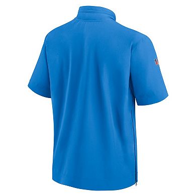 Men's Nike  Powder Blue Los Angeles Chargers Sideline Coach Short Sleeve Hoodie Quarter-Zip Jacket
