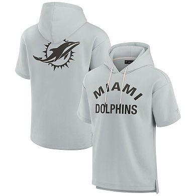 Unisex Fanatics Signature Gray Miami Dolphins Super Soft Fleece Short Sleeve Hoodie