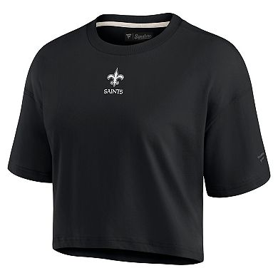 Women's Fanatics Signature Black New Orleans Saints Super Soft Short Sleeve Cropped T-Shirt
