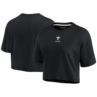 Women's Fanatics Signature Black New Orleans Saints Super Soft Short Sleeve Cropped T-Shirt