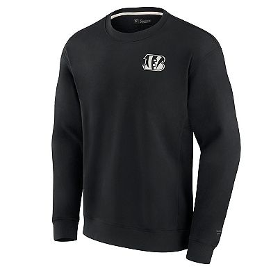 Unisex Fanatics Signature Black Cincinnati Bengals Super Soft Pullover Crew Sweatshirt