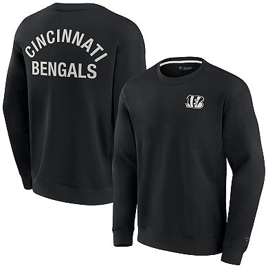 Unisex Fanatics Signature Black Cincinnati Bengals Super Soft Pullover Crew Sweatshirt