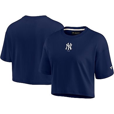 Women's Fanatics Signature Navy New York Yankees Super Soft Short Sleeve Cropped T-Shirt