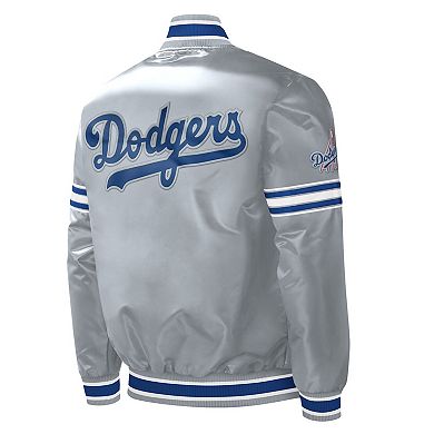 Men's Starter Gray Los Angeles Dodgers Slider Satin Full-Snap Varsity Jacket