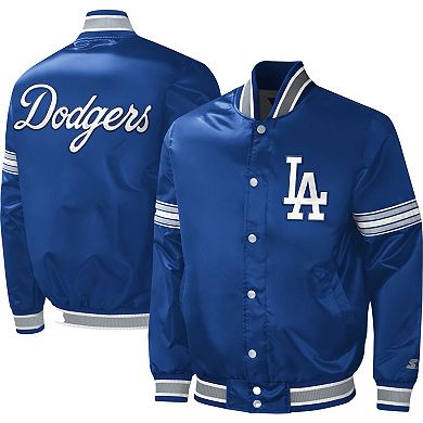 Men's Starter Royal Los Angeles Dodgers Midfield Satin Full-Snap Varsity Jacket
