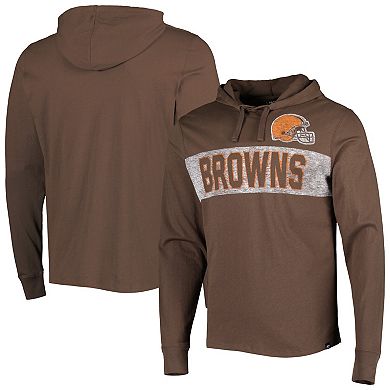 Men's '47 Brown Cleveland Browns Field Franklin Hooded Long Sleeve T-Shirt