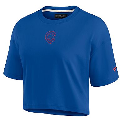 Women's Fanatics Signature Royal Chicago Cubs Super Soft Short Sleeve Cropped T-Shirt
