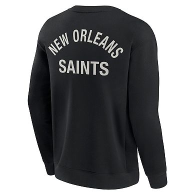 Unisex Fanatics Signature Black New Orleans Saints Super Soft Pullover Crew Sweatshirt
