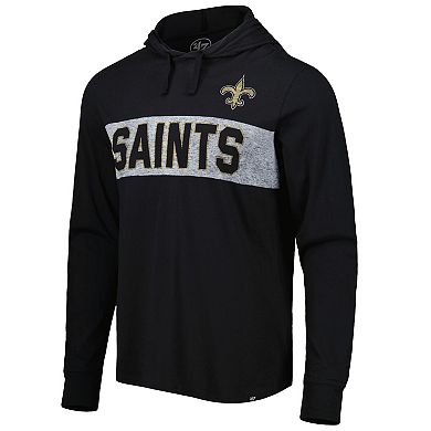 Men's '47 Black New Orleans Saints Field Franklin Hooded Long Sleeve T-Shirt