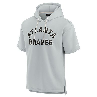 Unisex Fanatics Signature Gray Atlanta Braves Super Soft Fleece Short Sleeve Hoodie