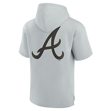 Unisex Fanatics Signature Gray Atlanta Braves Super Soft Fleece Short Sleeve Hoodie