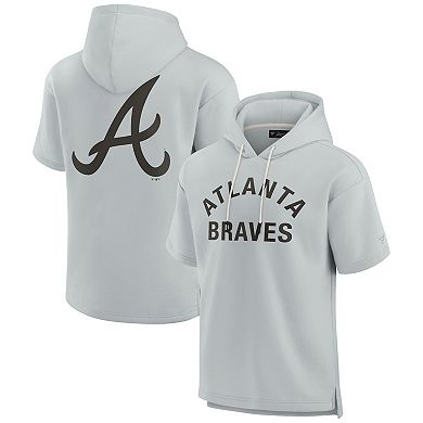 Unisex Fanatics Signature Gray Atlanta Braves Super Soft Fleece Short Sleeve Hoodie