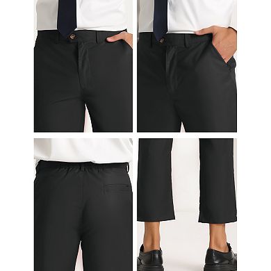 Men's Cropped Dress Pants Flat Front Ankle-Length Trousers
