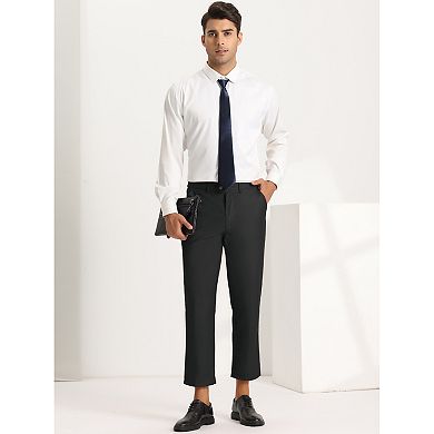 Men's Cropped Dress Pants Flat Front Ankle-Length Trousers