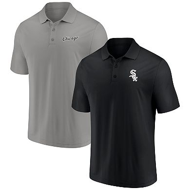 Men's Fanatics Branded Black/Gray Chicago White Sox Dueling Logos Polo Combo Set