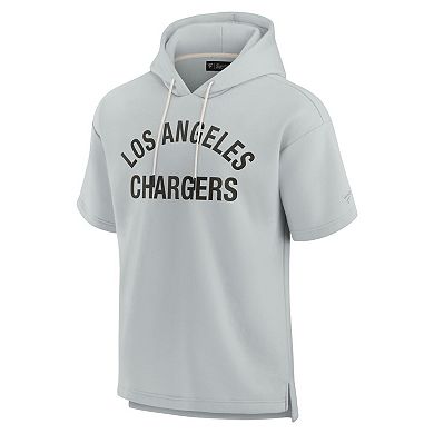 Unisex Fanatics Signature Gray Los Angeles Chargers Super Soft Fleece Short Sleeve Hoodie