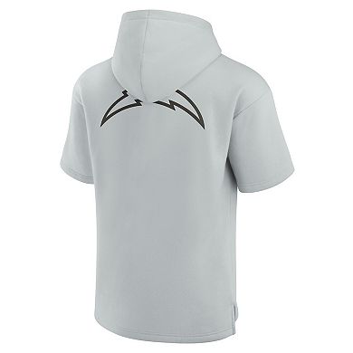 Unisex Fanatics Signature Gray Los Angeles Chargers Super Soft Fleece Short Sleeve Hoodie
