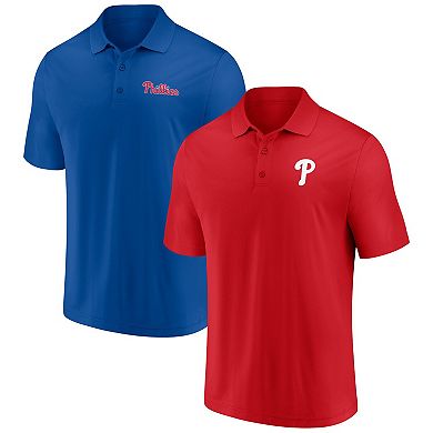 Men's Fanatics Branded Red/Royal Philadelphia Phillies Dueling Logos Polo Combo Set