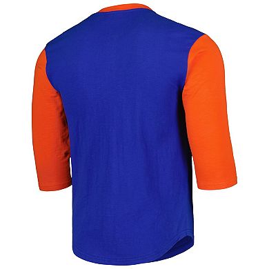 Men's Mitchell & Ness Royal New York Mets Cooperstown Collection Legendary Slub Henley 3/4-Sleeve T-Shirt