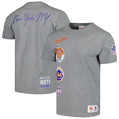 Men's Mitchell & Ness Heather Gray New York Mets Cooperstown Collection City Collection T-Shirt