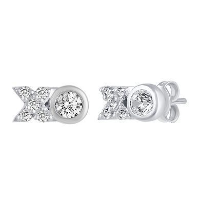 Sterling Silver 1/4 Carat T.W. Diamond XO Stud Earrings