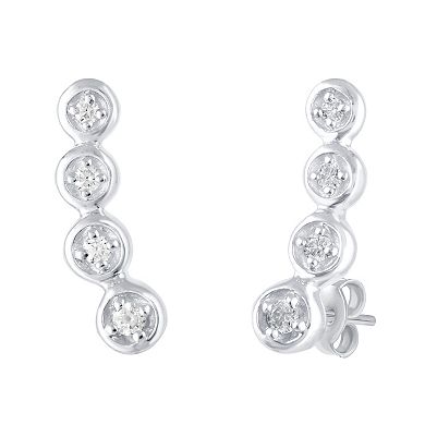 Sterling Silver 1/10 Carat T.W. Diamond Ear Climber Earrings