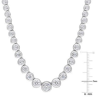 Stella Grace Sterling Silver Lab-Created Moissanite Semi-Tennis Necklace