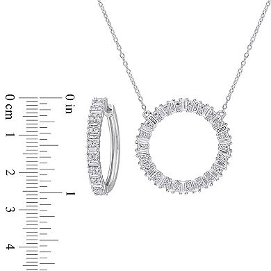 Stella Grace Sterling Silver Lab-Created Moissanite Hoop Earrings & Necklace Set
