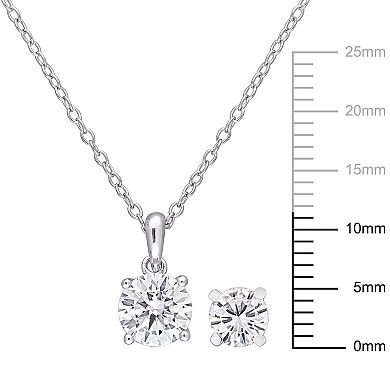 Stella Grace Sterling Silver Lab-Created Moissanite Solitaire Earrings & Pendant Necklace Set