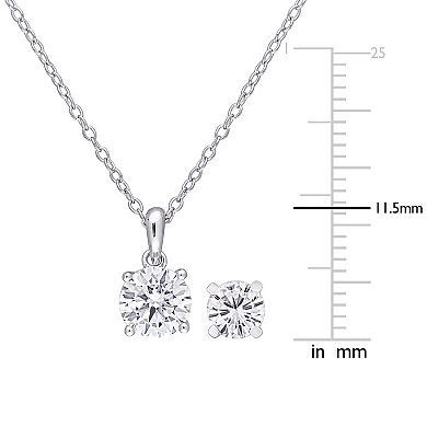 Stella Grace Sterling Silver Lab-Created Moissanite Solitaire Earrings & Pendant Necklace Set
