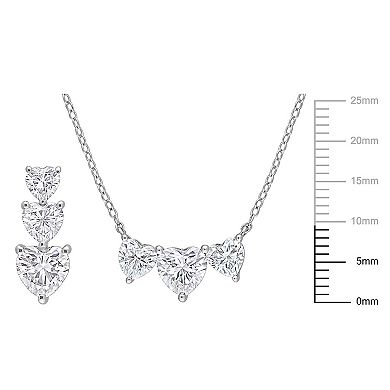 Stella Grace Sterling Silver Lab-Created Moissanite Triple Heart Earrings & Necklace Set