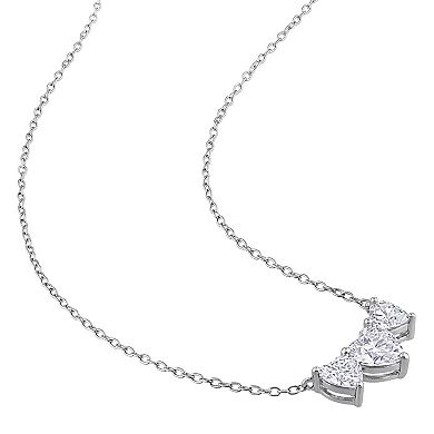 Stella Grace Sterling Silver Lab-Created Moissanite Triple Heart Earrings & Necklace Set