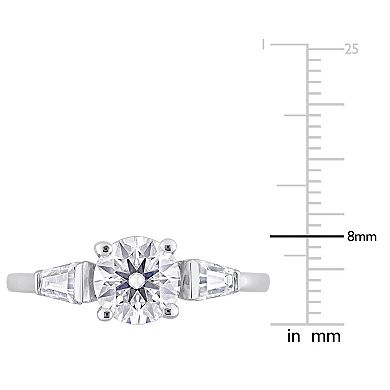 Stella Grace Sterling Silver Lab-Created Moissanite 3-Stone Ring