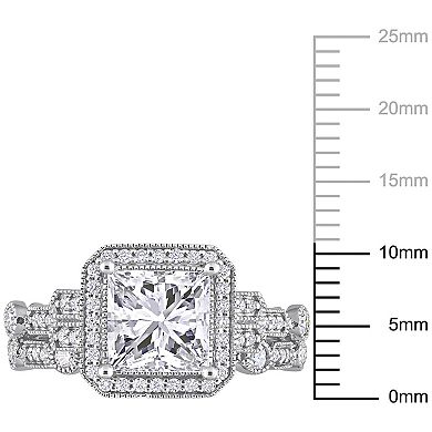 Stella Grace Sterling Silver Lab-Created Moissanite Halo Bridal Ring Set
