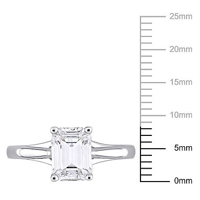 Stella Grace 14k White Gold Emerald Cut Lab-Created Moissanite Solitaire Ring