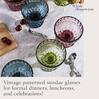 Glass Ice Cream Bowls - Vintage Pressed Pattern Glass Dessert Bowls