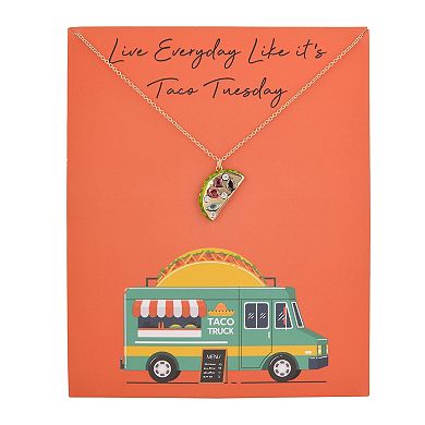 Gold Tone Taco Tuesday Pendant Necklace